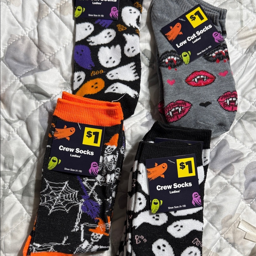 Ladies Low Cut Socks - Gray, White, Orange - Picture 3 of 3